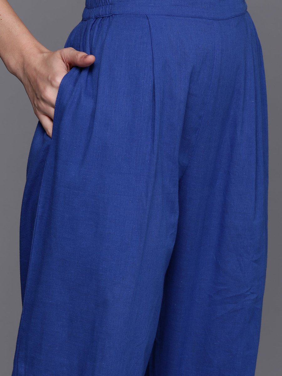 Ahalyaa Floral Printed High Slit Gotta Patti Pure Cotton Kurta with Harem Pants - Distacart