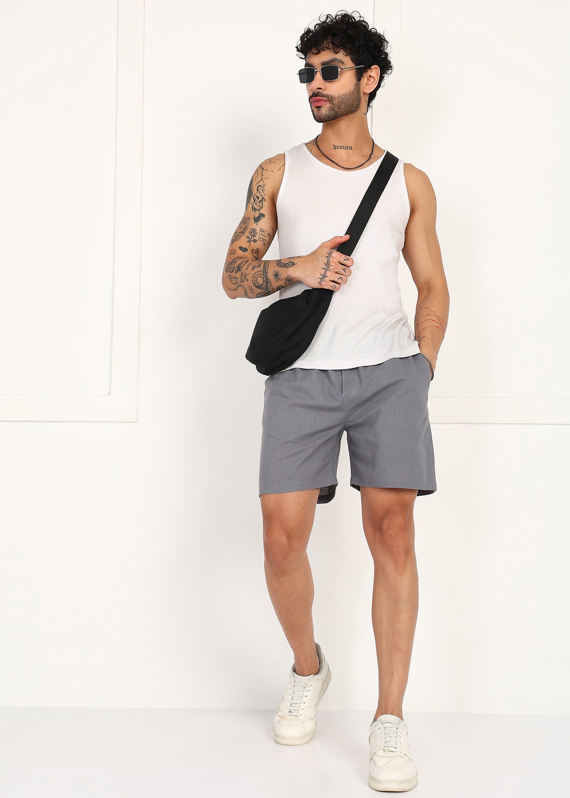 Fabmade Slate Drift Linen Pyjama Shorts - Distacart