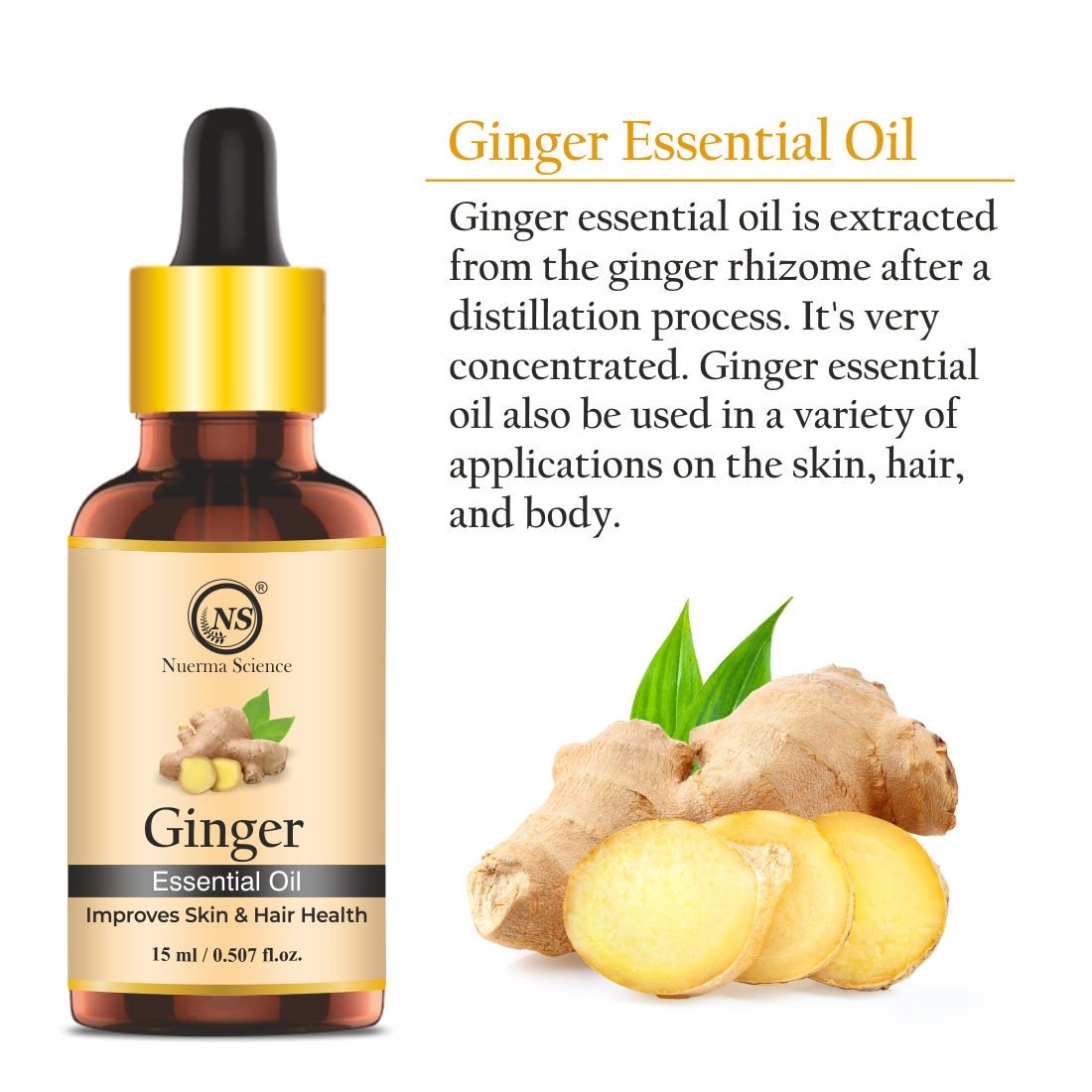 Nuerma Science Pure Ginger Oil For Skin, Body & Hair Care