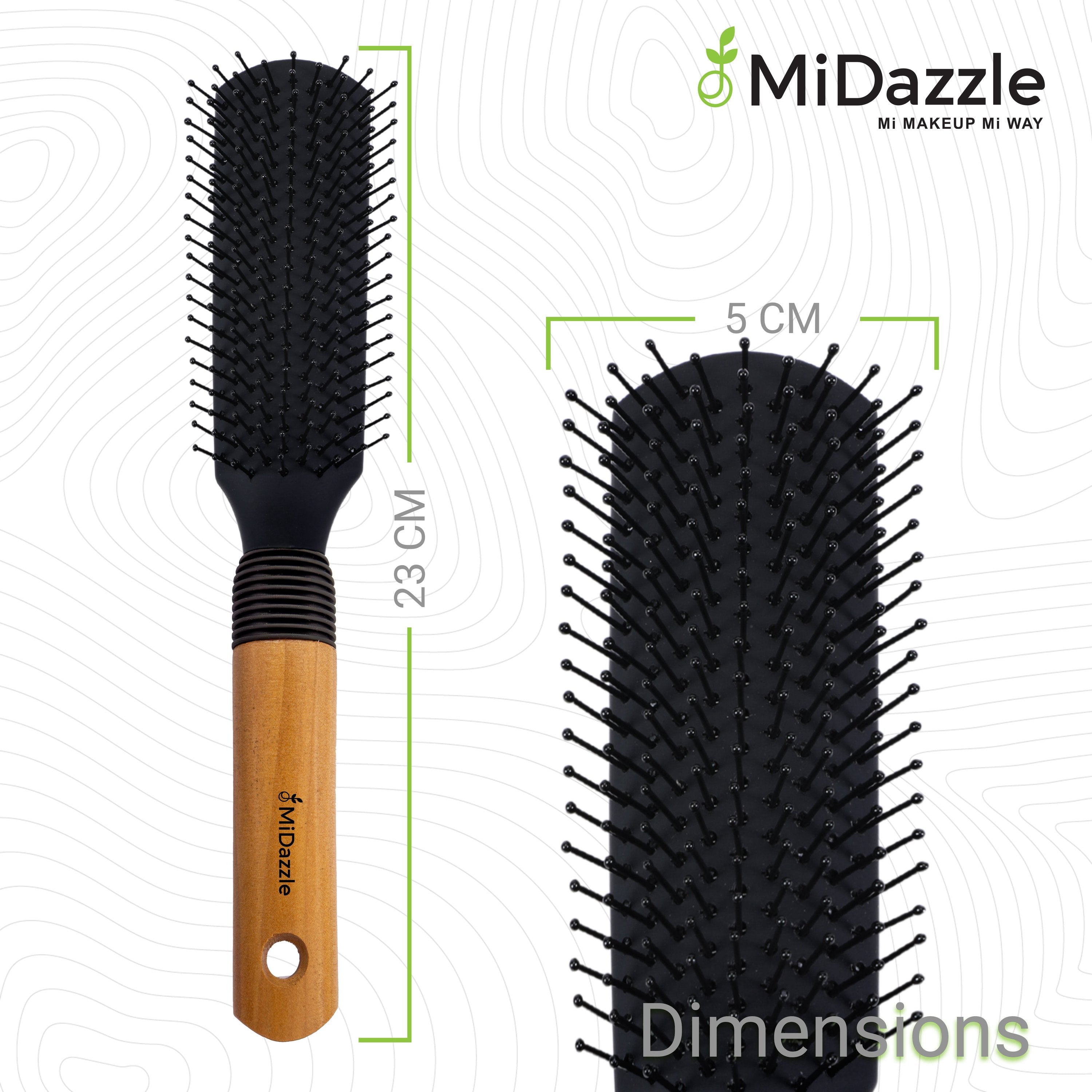MiDazzle Hair Brush (Wooden) MIHB0036 - Distacart