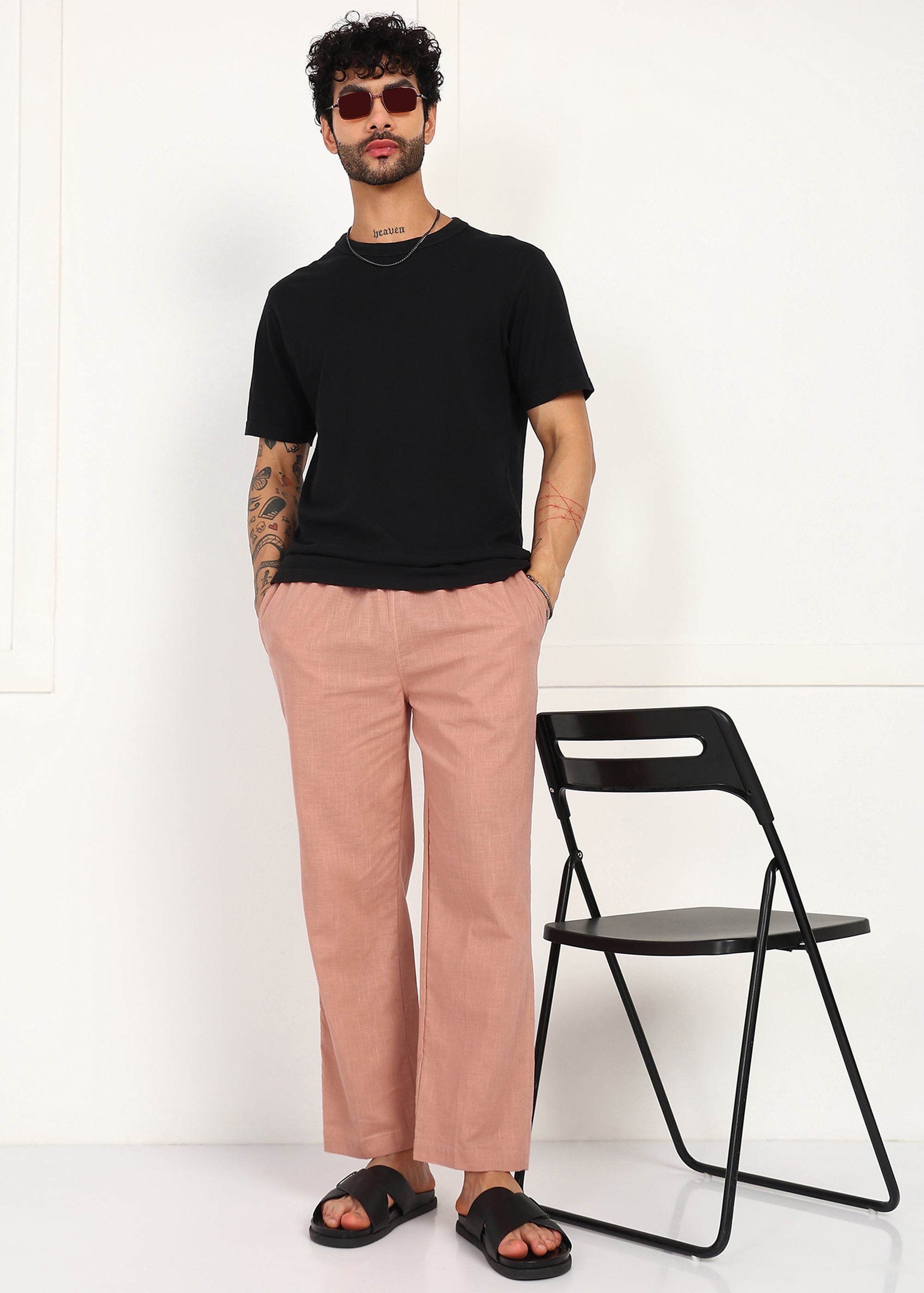 Fabmade Men’S Peach Linen Pyjama - Distacart