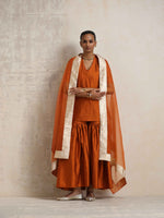 Thumbnail for trueBrowns Orange Silk Sharara Dupatta Set - Distacart