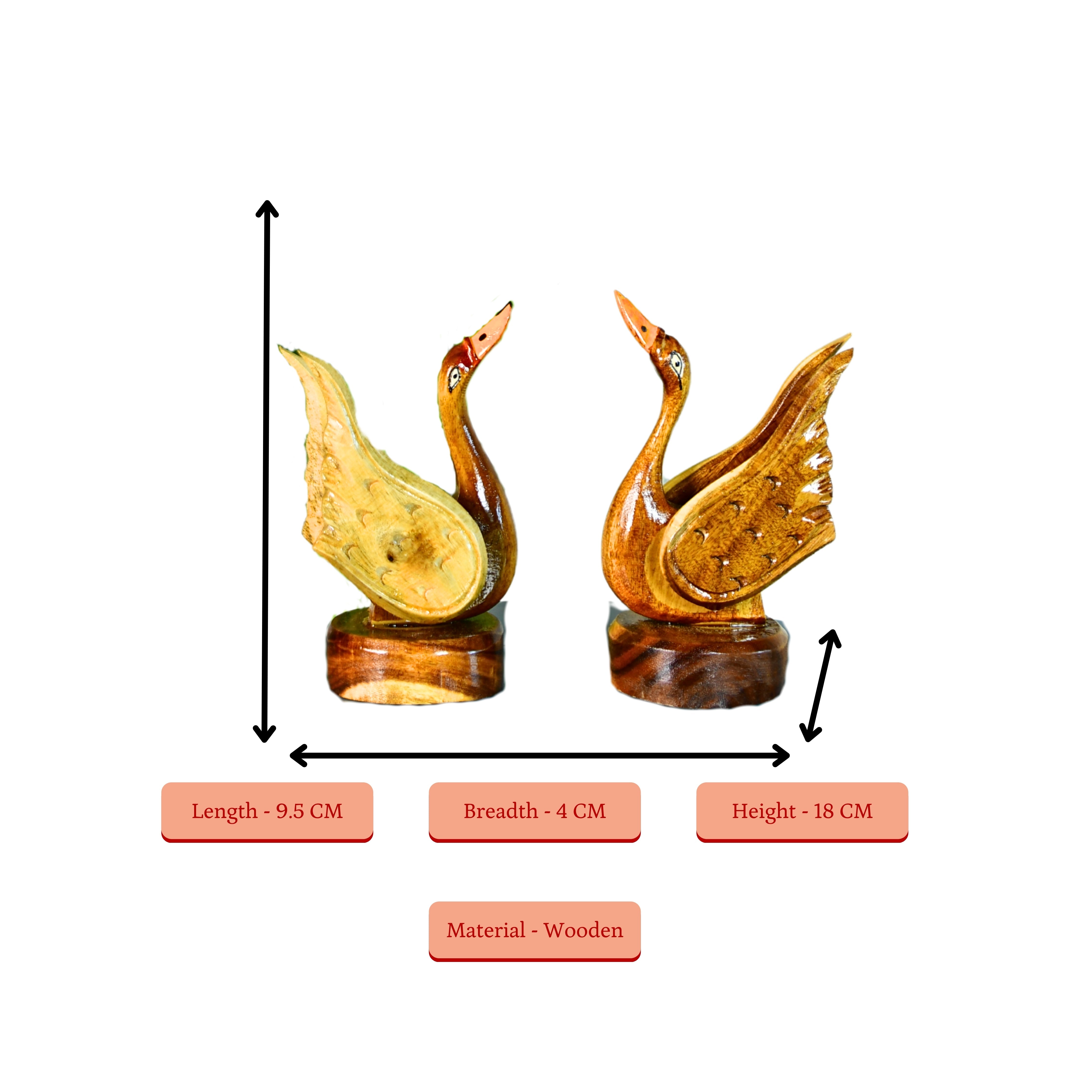Sowpeace Pair of Wooden handcarved swan