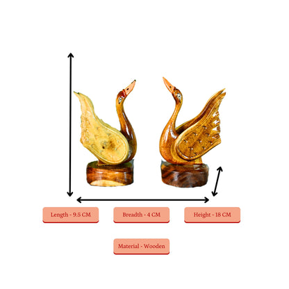 Sowpeace Pair of Wooden handcarved swan - Distacart