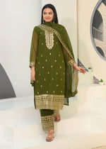 Thumbnail for Teeya Creation Mehndi Color Faux Georgette Silk Heavy Embroidery Work Fully Stitched Salwar Suit - Distacart