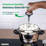 Thumbnail for The Indus Valley Premium Stainless Steel idlipot regular with mini idli plates-(3+1) Idli/ Momo Maker/  Veg Steaming Set, Tri-ply Induction Bottom, 4 Plates