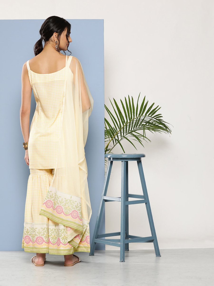 Ahalyaa Women Yellow Kurta with Sharara & With Dupatta - Distacart
