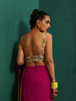 Thumbnail for trueBrowns Off White Muslin Silk Floral Jaal Printed Scoop Neck Sleeveless Blouse - Distacart