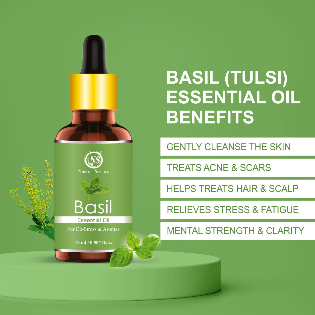 Nuerma Science Basil Essential Oil For Skin & Hair