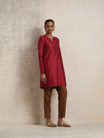 Thumbnail for trueBrowns Red Silk Kurta Co-ord Set