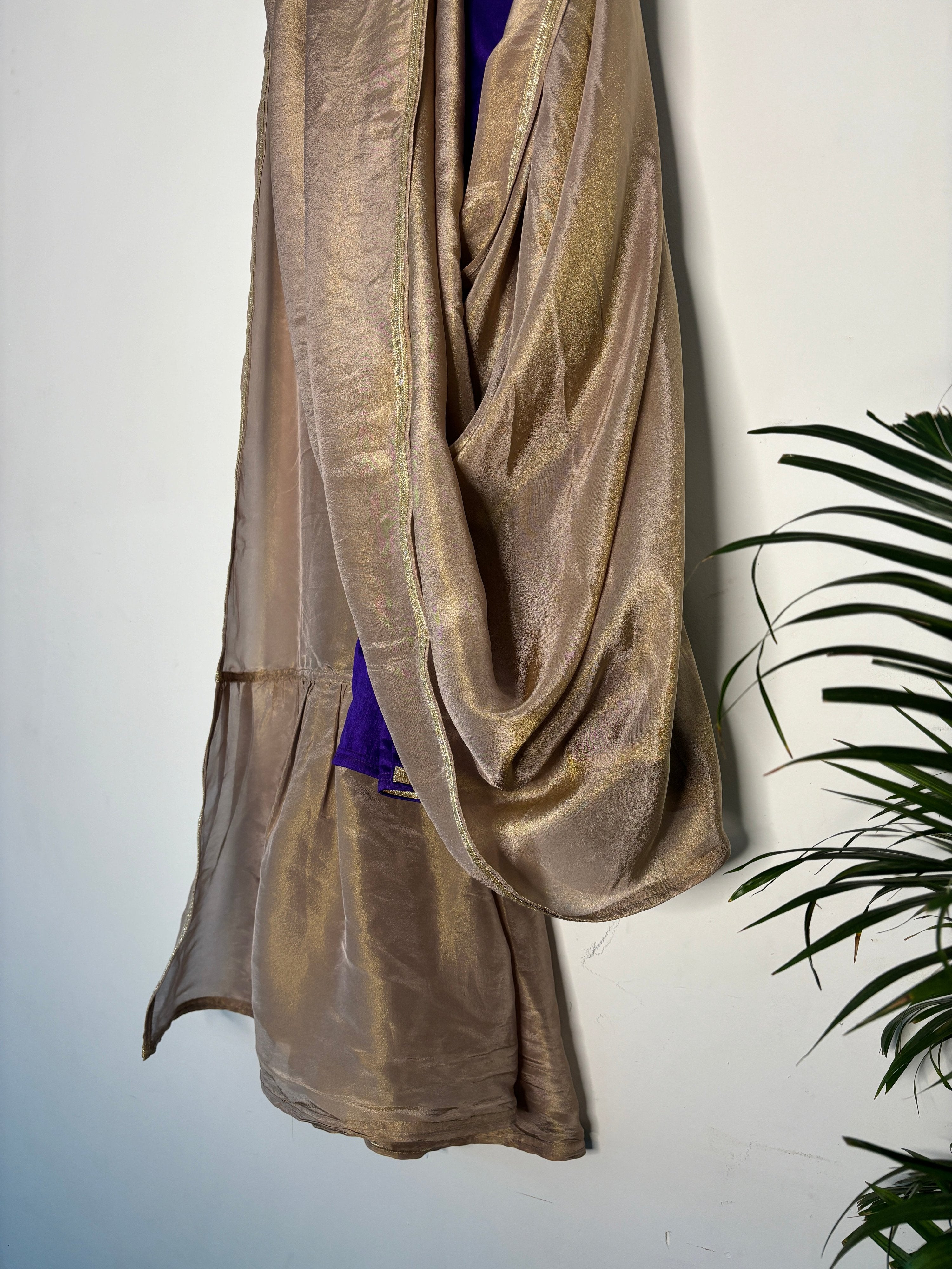 trueBrowns Lilac Tissue Pre-Stitched Saree