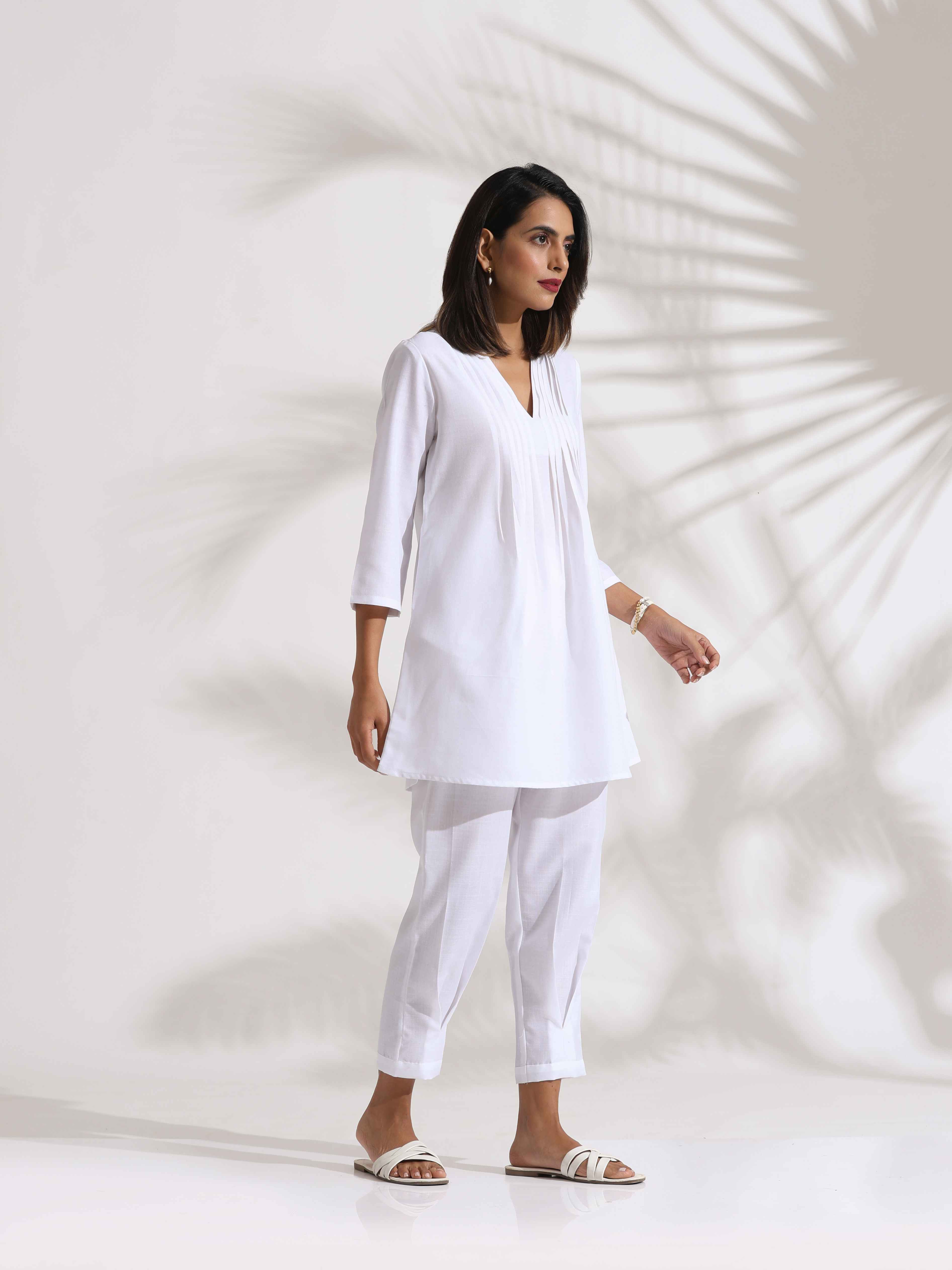 trueBrowns White Slub Co-ord Set
