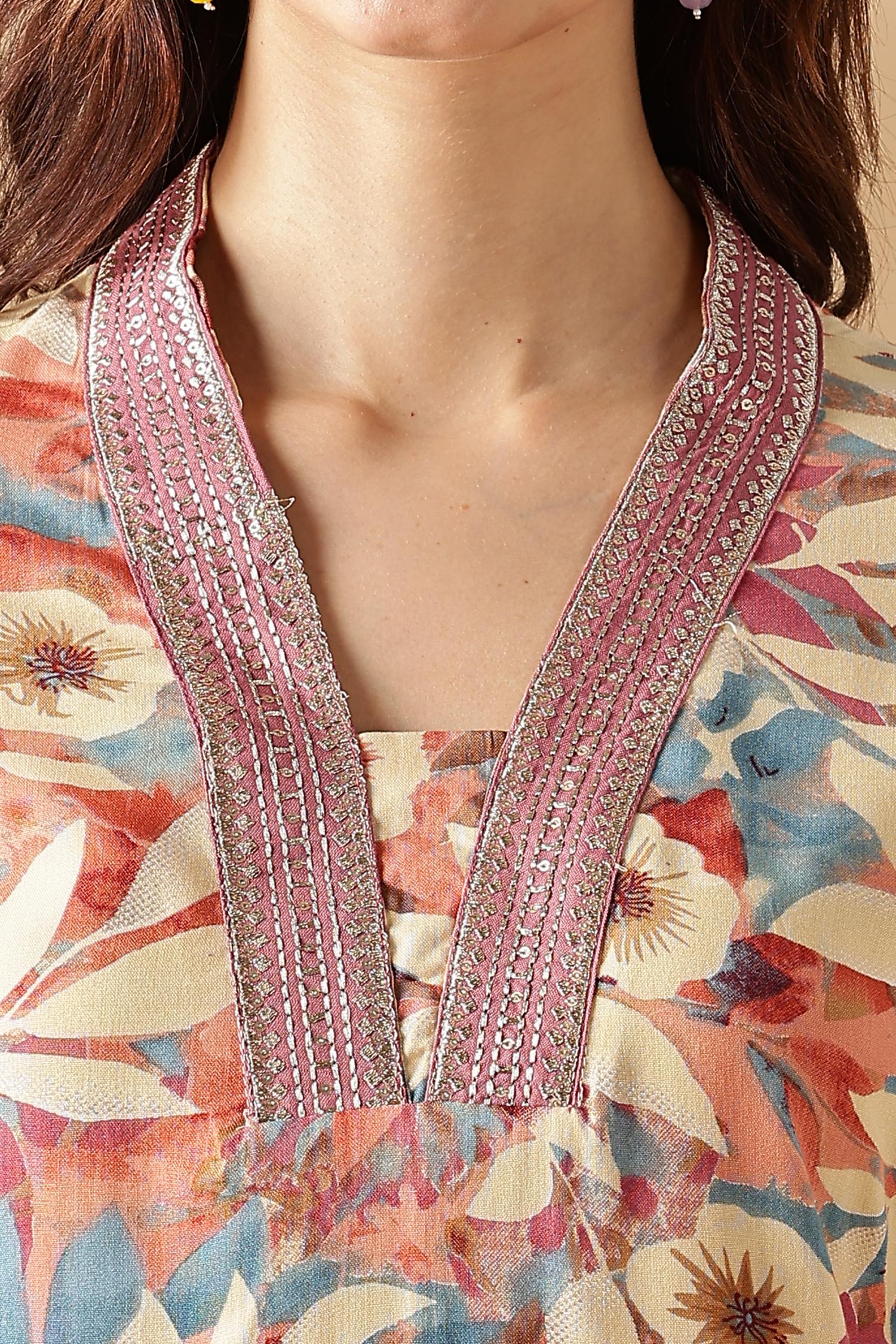 BulBul Aafiya Muave Rayon Kurta Set with Dupatta