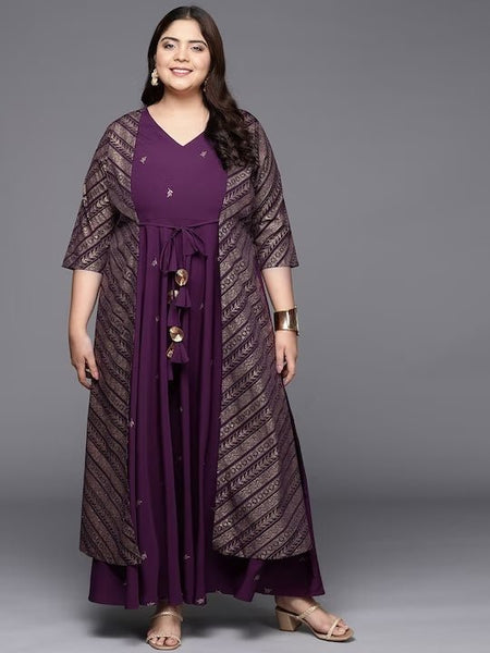 Ahalyaa Plus Size V-neck Maxi Ethnic Dress - Distacart