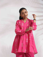 Thumbnail for trueBrowns Pink Cotton Print Flared Top Co-ord Set