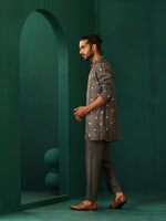 Thumbnail for trueBrowns Men's Grey Diamond Viscose Silk Co-ord Set - Distacart