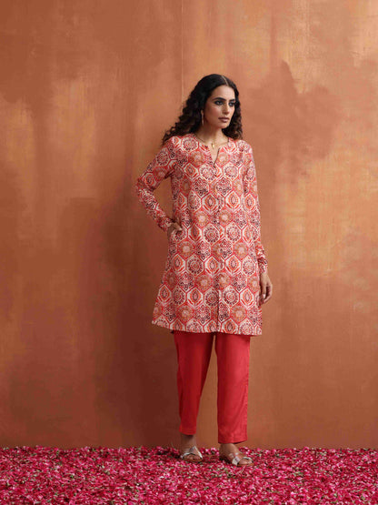 trueBrowns Beige Print Kurta Co-ord Set - Distacart