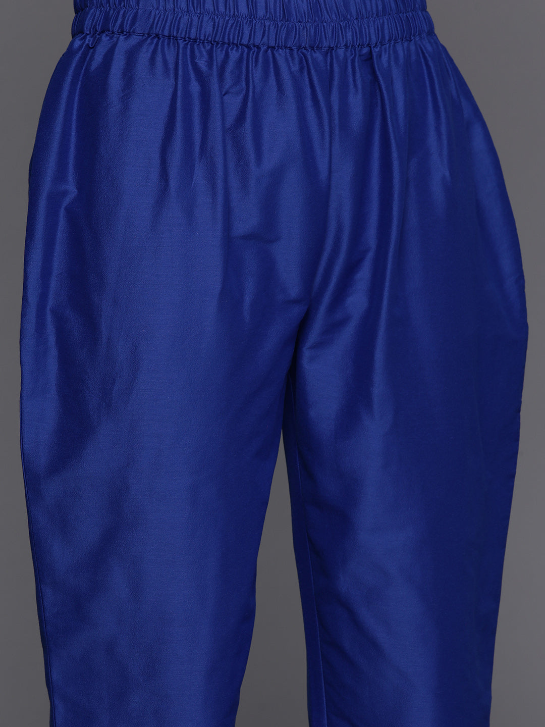 Varanga Blue Bandhani Printed, Gota Pati Embroidered Yoke Straight Kurta Paired With Tonal Bottom And Dupatta - Distacart