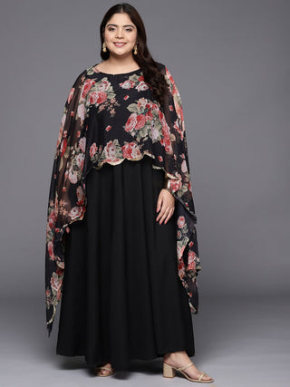 Ahalyaa Plus Size Boat Neck Maxi Ethnic Dress - Distacart
