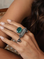 Thumbnail for trueBrowns Silver Tone Stone Ghungroo Ring - Distacart