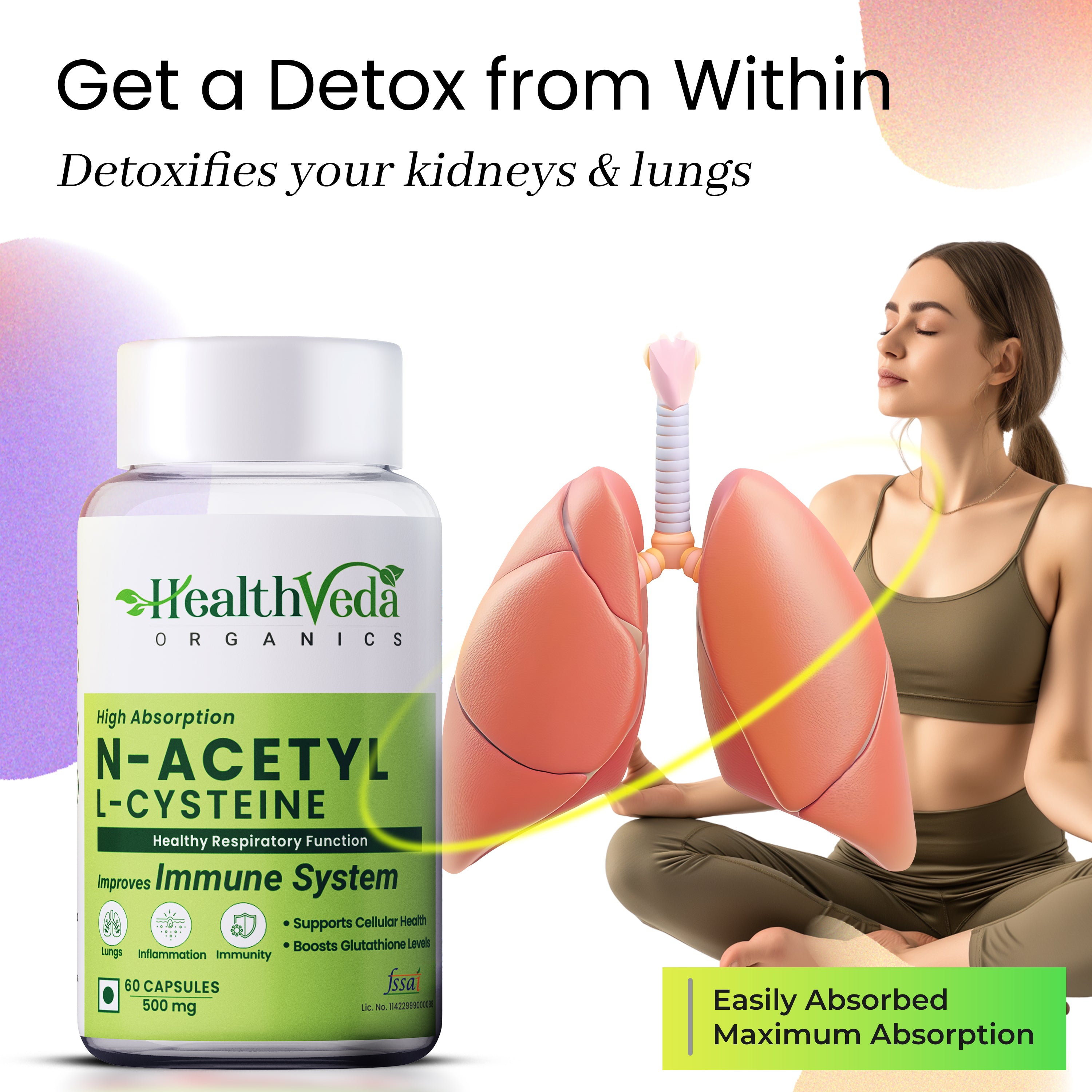 Health Veda Organics N - Acetyl L - Cysteine Veg Capsules - Distacart