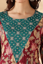 Thumbnail for BulBul Areba Printed Olive & Maroon Rayon Salwar Suit