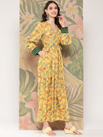 Thumbnail for Ahalyaa Floral Printed Tie-Ups Crepe Empire Ethnic Dress - Distacart
