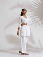 Thumbnail for trueBrowns White Cotton Schiffli Co-ord Set