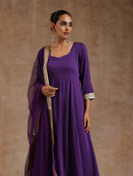 Thumbnail for trueBrowns Violet Modal Satin Anarkali Set - Distacart