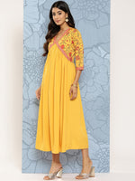 Thumbnail for Ahalyaa Floral Print Crepe Empire Midi Ethnic Dress - Distacart