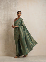 Thumbnail for trueBrowns Dark Green Gold Lurex Ready To Wear Saree
