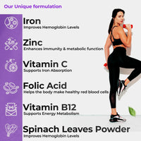 Thumbnail for Health Veda Organics Iron + Folic Acid Capsules - Distacart
