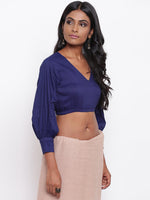 Thumbnail for trueBrowns Blue Gathered Sleeve Top - Distacart