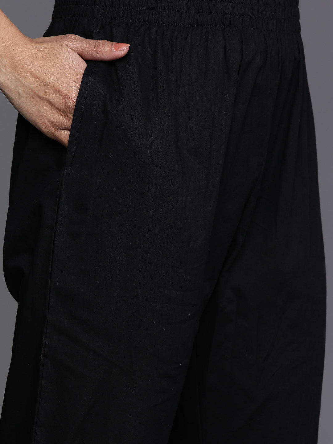 Varanga Women Black Thread Embroidered Straight Kurta With Bottom And Dupatta - Distacart