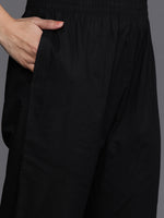 Thumbnail for Varanga Women Black Thread Embroidered Straight Kurta With Bottom And Dupatta - Distacart