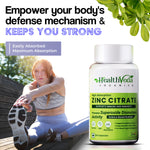 Thumbnail for Health Veda Organics Zinc Citrate Veg Capsules - Distacart