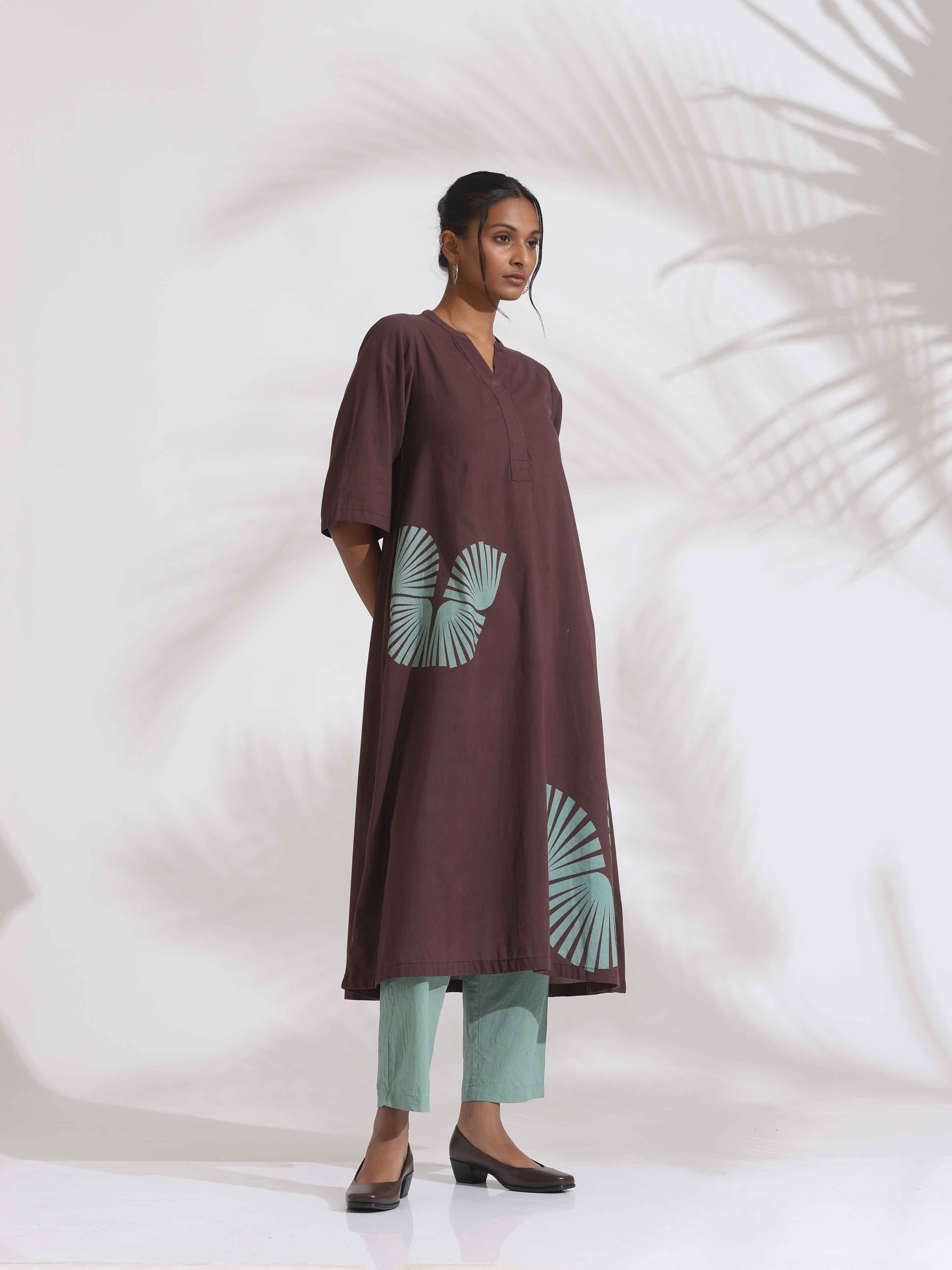 trueBrowns Cola Cotton Print Flared Kurta Set