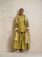 Thumbnail for trueBrowns Green Silk Sharara Dupatta Set