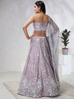 Thumbnail for House of Panchhi Mauve Chiffon Sequins And Thread Embroidery Lehenga Choli & Dupatta - Distacart