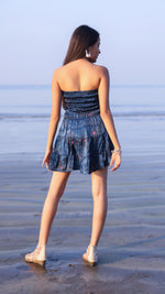 Thumbnail for Noroke Modal Steel Blue Printed Mini Tiered Dress - Distacart