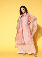 Thumbnail for Ahalyaa Women Ethnic Motifs Printed Gotta Patti Organza Kaftan Kurta - Distacart