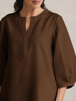 Thumbnail for trueBrowns Brown Cotton Blend Short Kurta