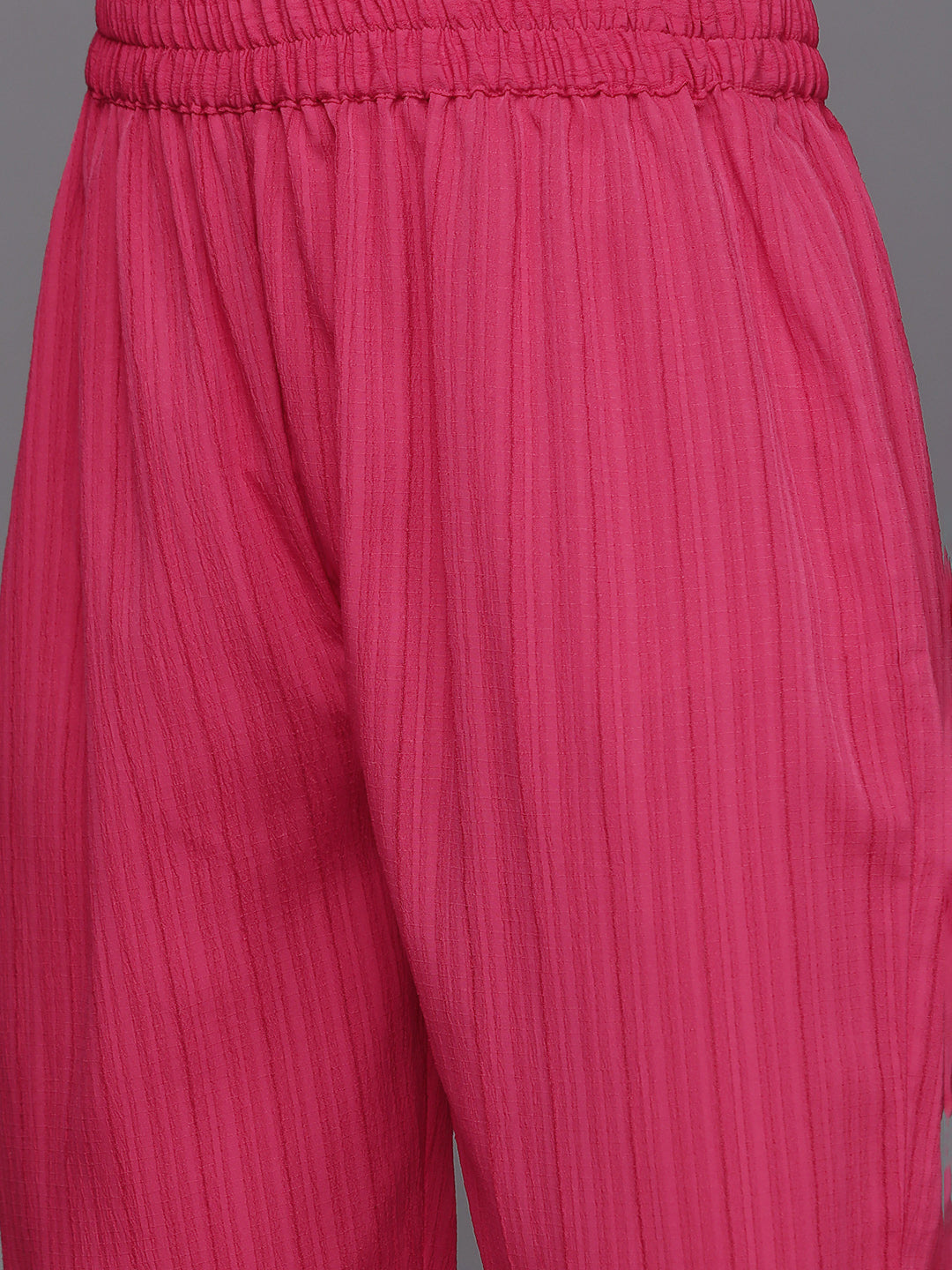 Varanga Women Pink Round Neck, Spaghetti Strap Style Straight Kurta Paired With Tonal Bottom And Dupatta - Distacart