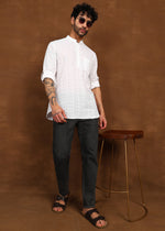 Thumbnail for Fabmade Minimal Loom Linen Kurta - Distacart