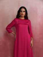 Thumbnail for trueBrowns Magenta Highlow Modal Kurta Set - Distacart