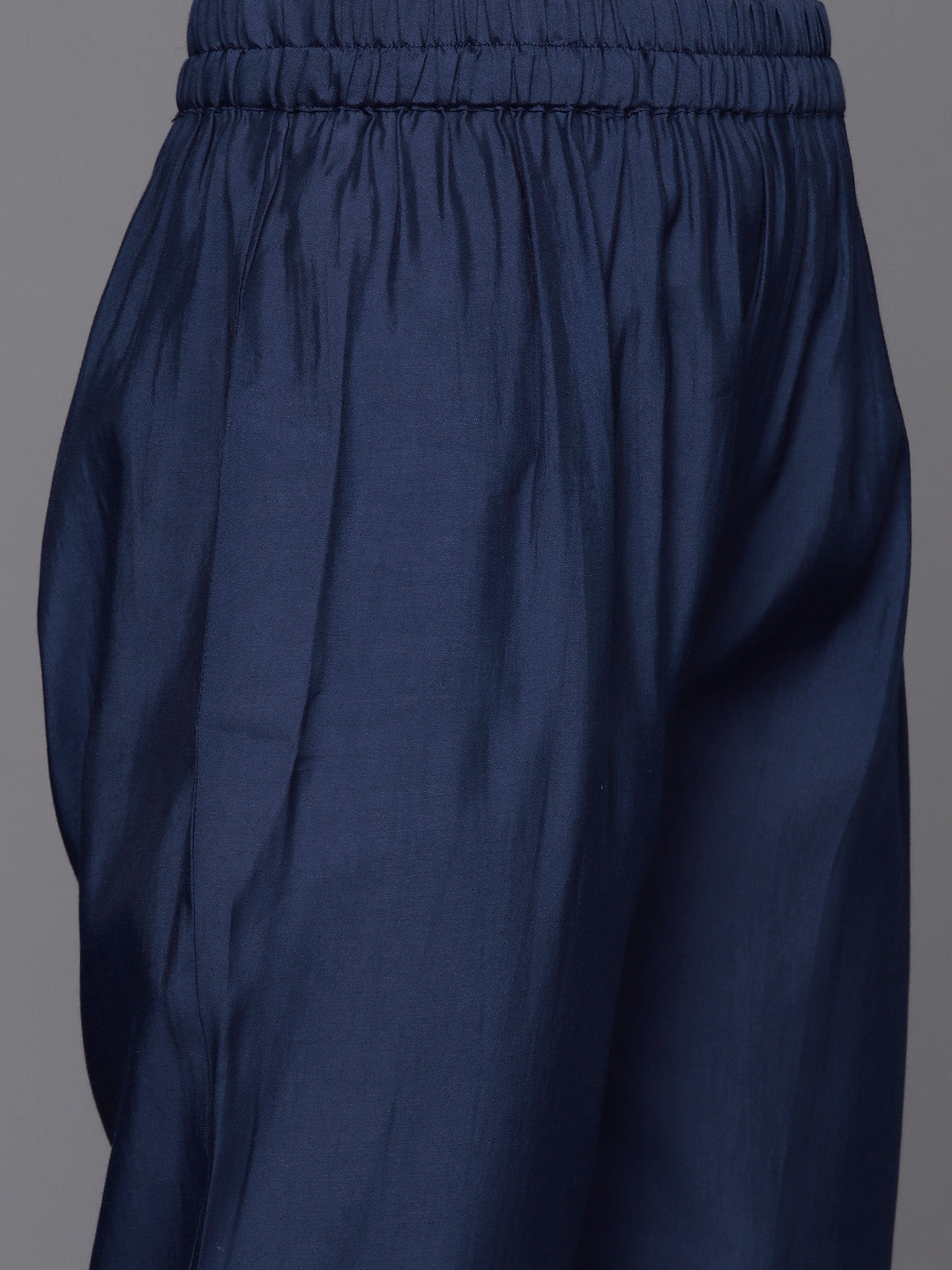 Varanga Women Navy Blue Placement Design Zari Embroidered Kurta Paired With Tonal Bottom And Tonal Chiffon Dupatta