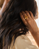 Thumbnail for trueBrowns Gold-Polished Small Leaf Ring