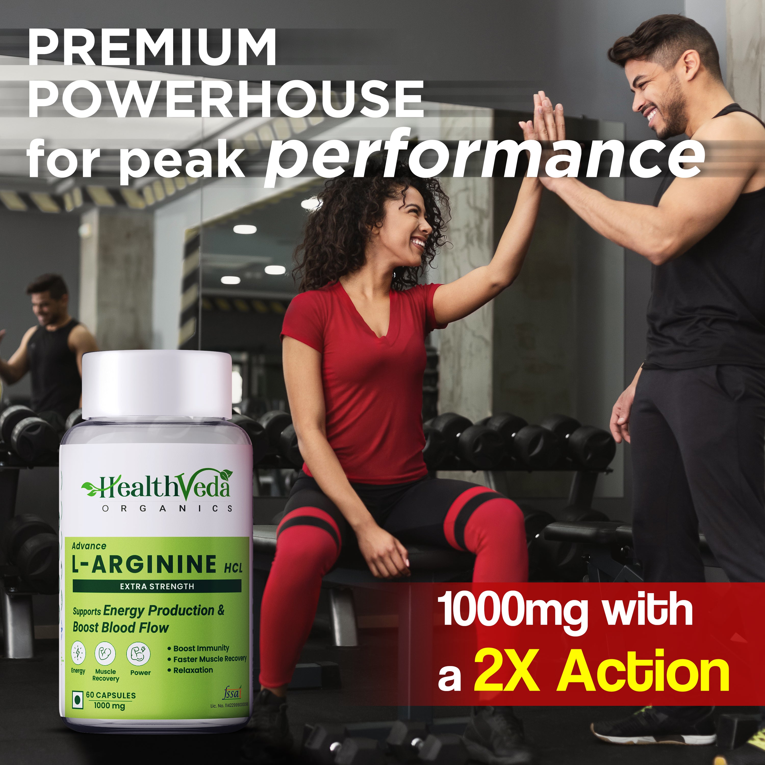 Health Veda Organics L Arginine Veg Capsules - Distacart