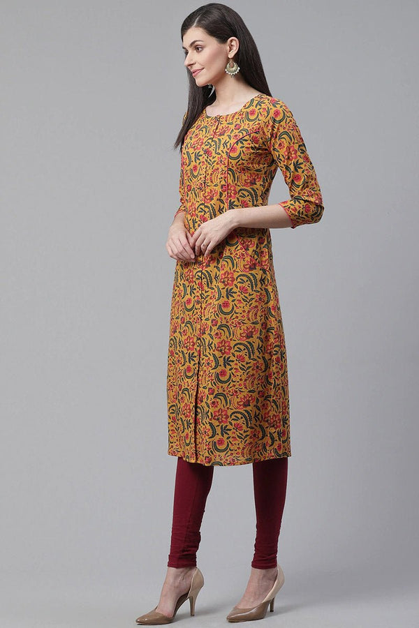 Ahika Women Cotton Trendy Festive Wear Orange Printed Kurti - Distacart