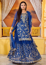 Thumbnail for Yash Enterprise Trendy Fox Georgette Sequence Embroidery Readymade Blue Salwar Suit